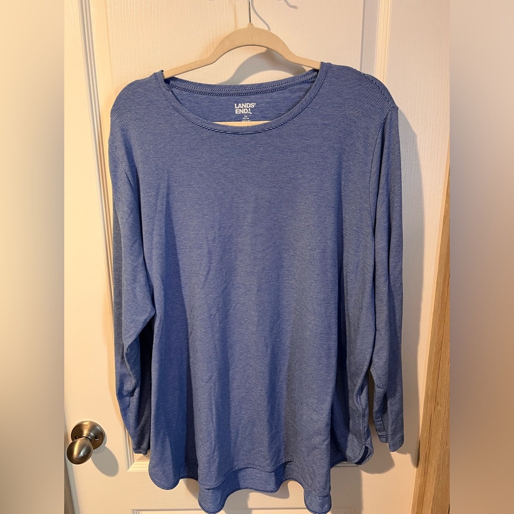 Lands' End Women's Classic Blue Long Sleeve Tee